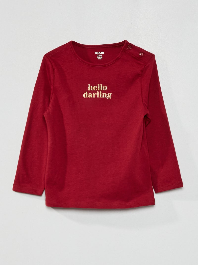 T-Shirt manches longues imprimé Rouge - Kiabi