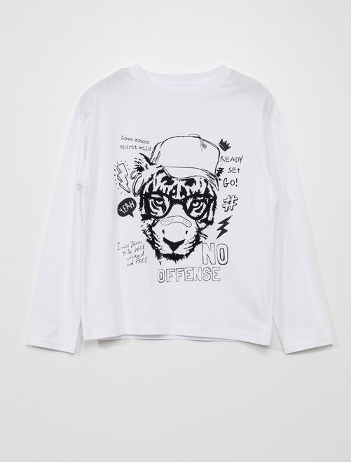 T-shirt manches longues imprimé 'Tigre' - Kiabi