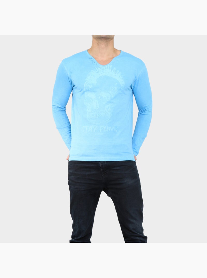 T-shirt manches longues imprimé Turquoise - Kiabi