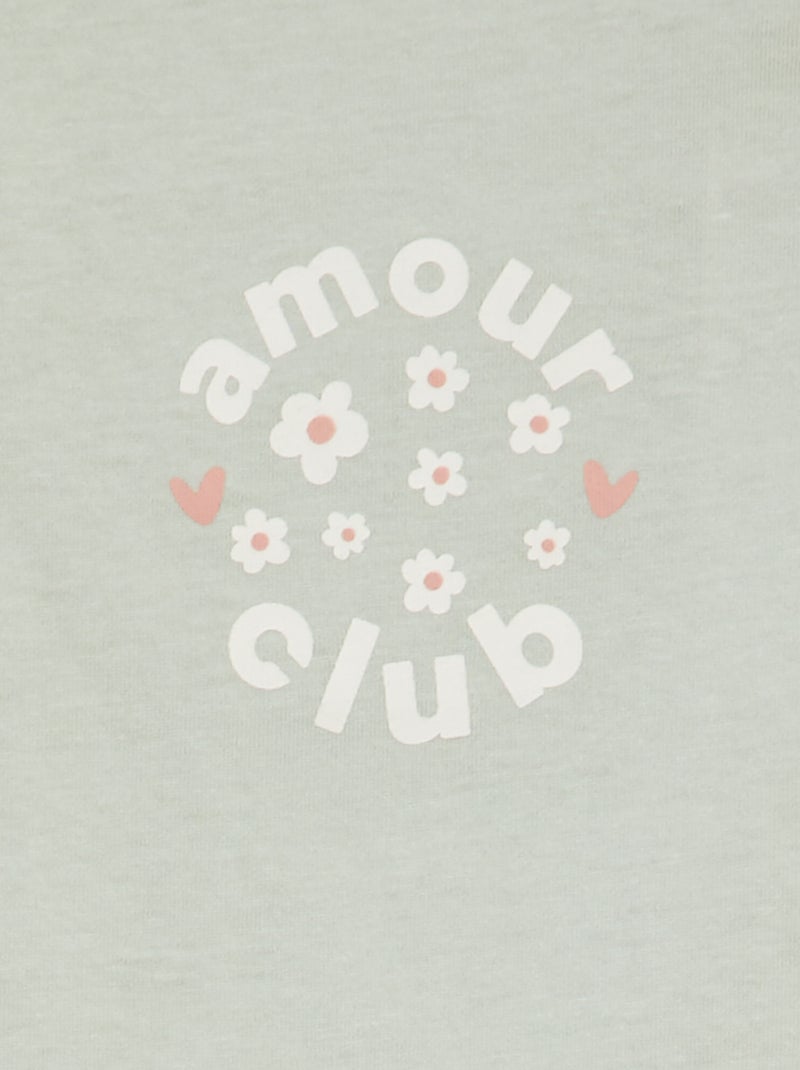 T-shirt manches longues imprimé Vert eau - Kiabi