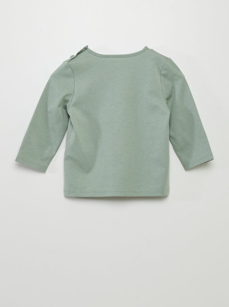 T-shirt manches longues imprimé Vert - Kiabi