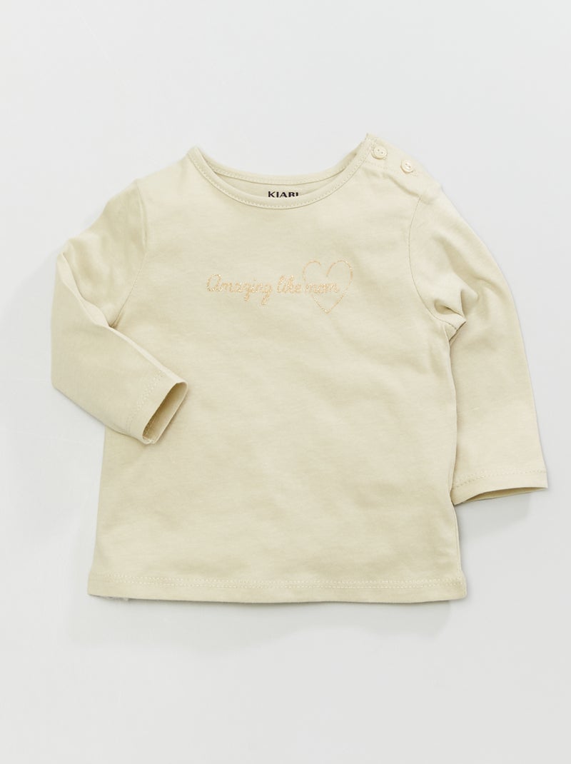 T-shirt manches longues imprimé Vert - Kiabi