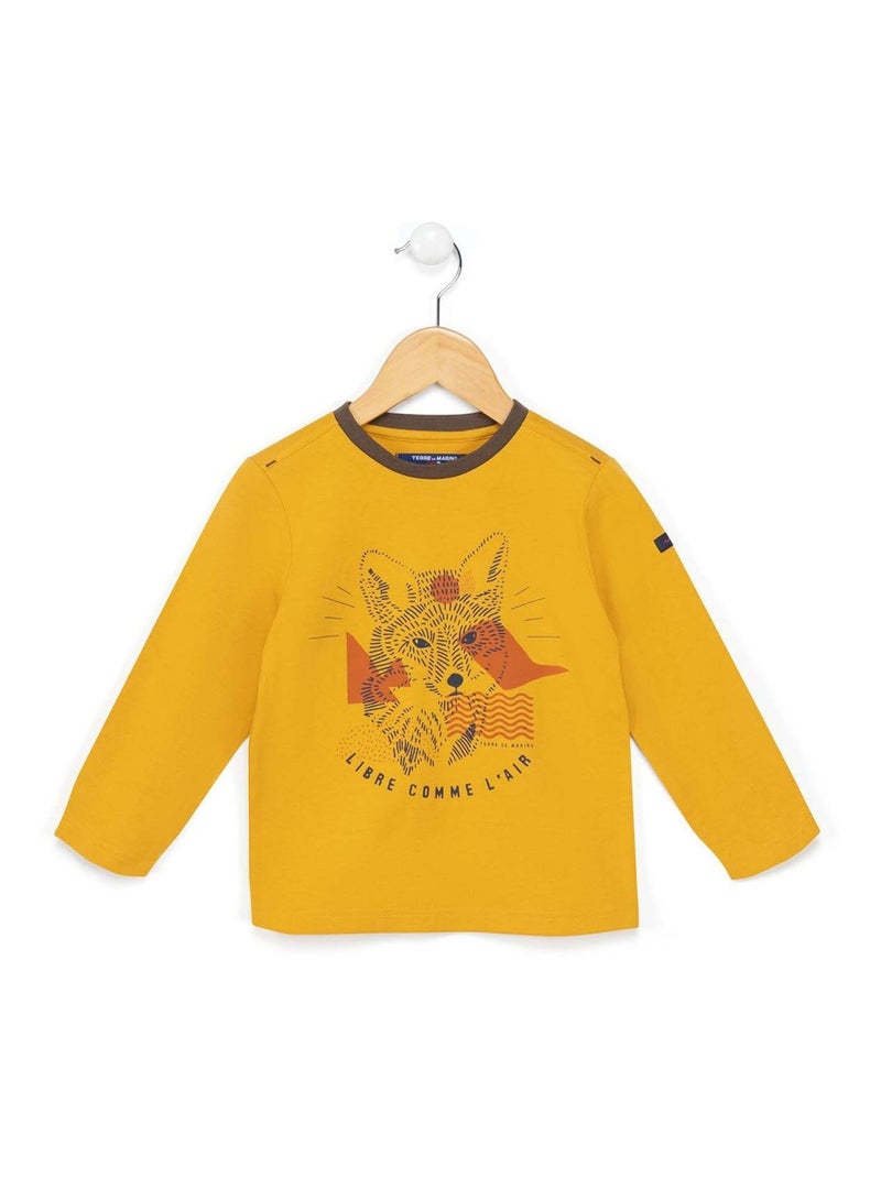 T-shirt manches longues Jaune Garçon - Terre de Marins Bleu - Kiabi