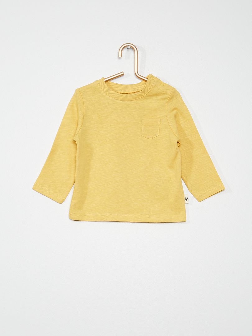T-shirt manches longues jaune - Kiabi