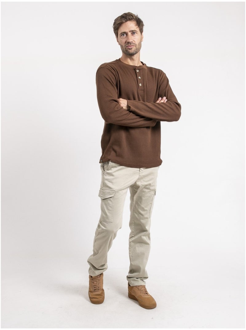 T-shirt manches longues JONEN Marron - Kiabi