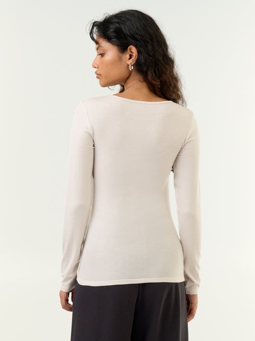T-shirt manches longues laine mélangée - Kiabi