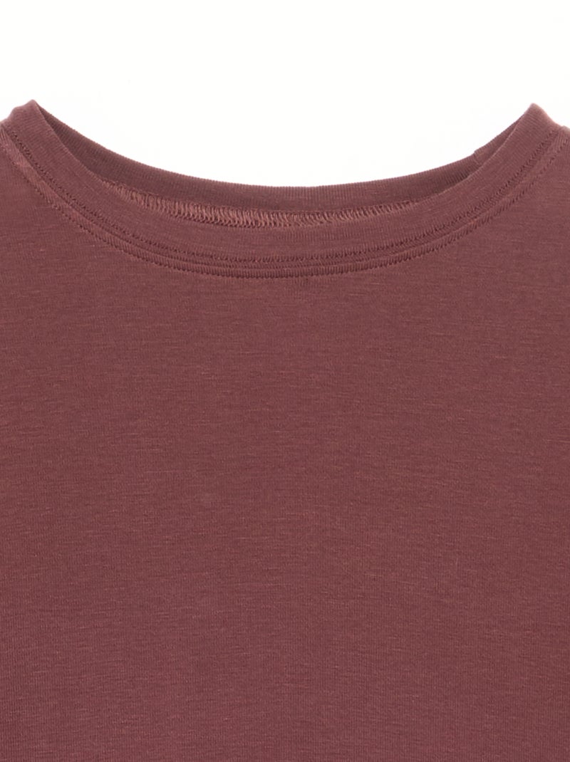 T-shirt manches longues laine mélangée Marron - Kiabi