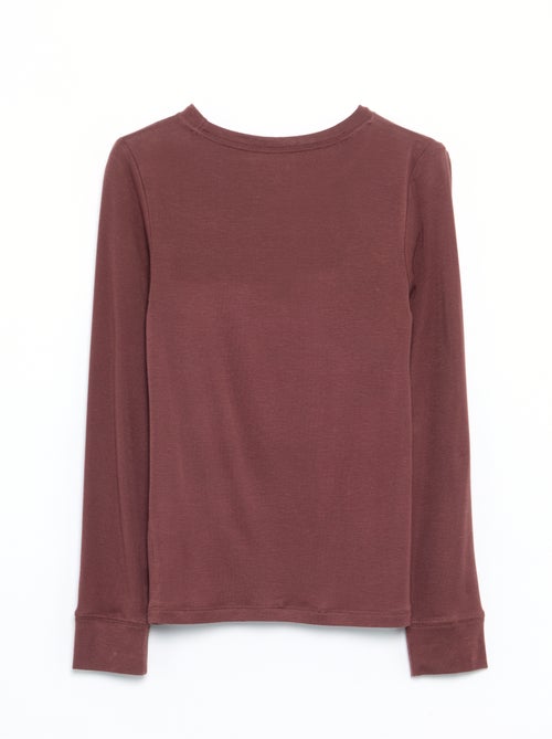 T-shirt manches longues laine mélangée - Kiabi