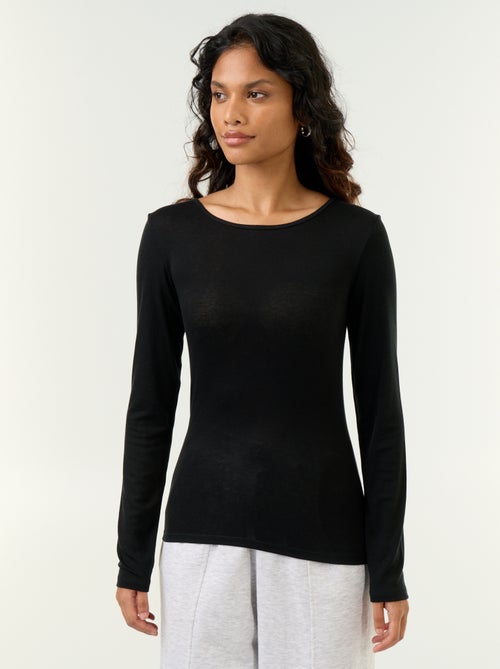 T-shirt manches longues laine mélangée - Kiabi
