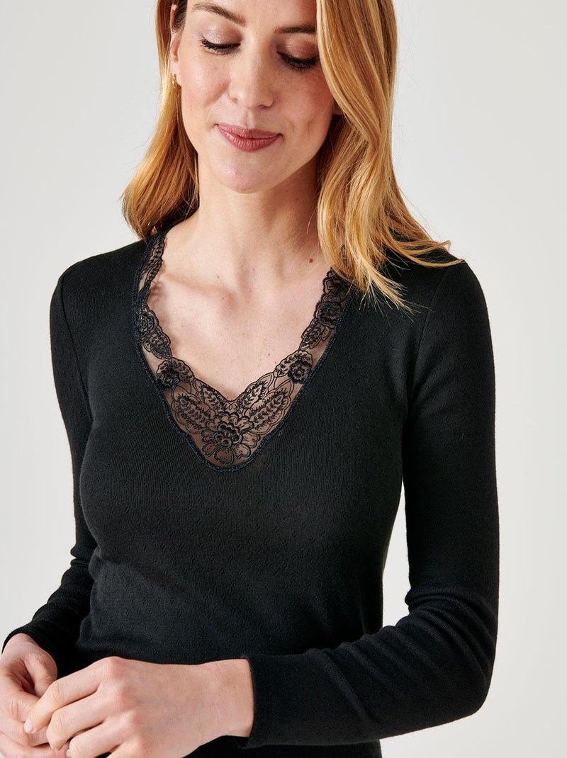 T-shirt manches longues maille ajourée Thermolactyl Damart