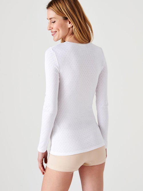 T-shirt manches longues maille ajourée Thermolactyl thermique - Damart - Kiabi