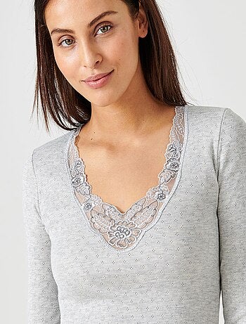 T-shirt manches longues maille ajourée Thermolactyl thermique - Damart