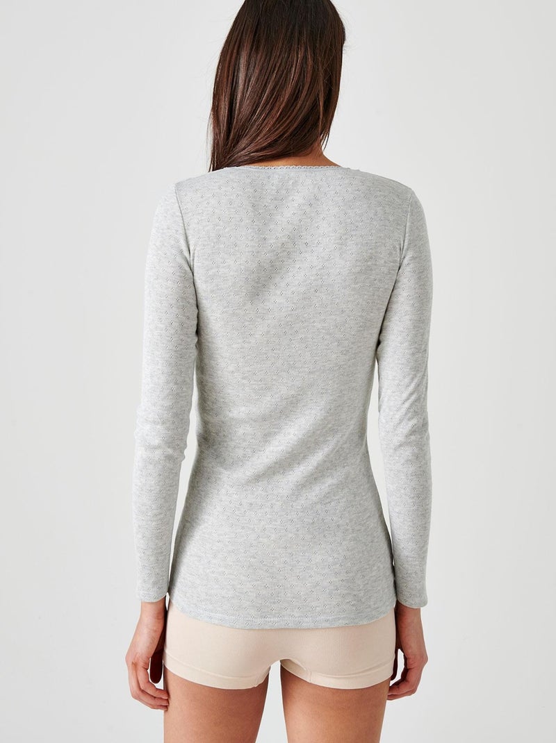 T-shirt manches longues maille ajourée Thermolactyl thermique - Damart Gris - Kiabi