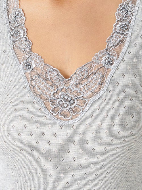 T-shirt manches longues maille ajourée Thermolactyl thermique - Damart - Kiabi