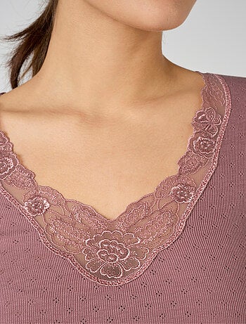 T-shirt manches longues maille ajourée Thermolactyl thermique - Damart