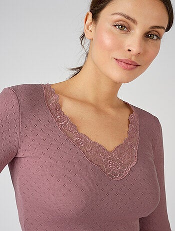 T-shirt manches longues maille ajourée Thermolactyl thermique - Damart