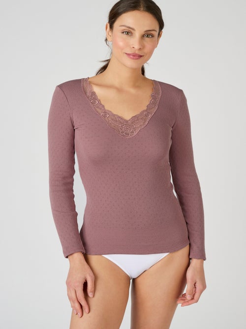 T-shirt manches longues maille ajourée Thermolactyl thermique - Damart - Kiabi T-shirt manches longues maille ajourée Thermolactyl thermique - Damart - Kiabi