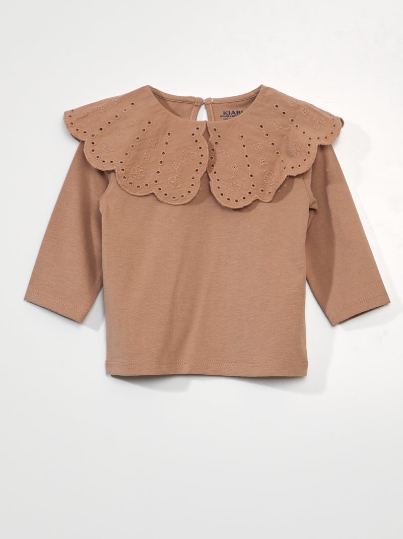 T-shirt manches longues Marron - Kiabi
