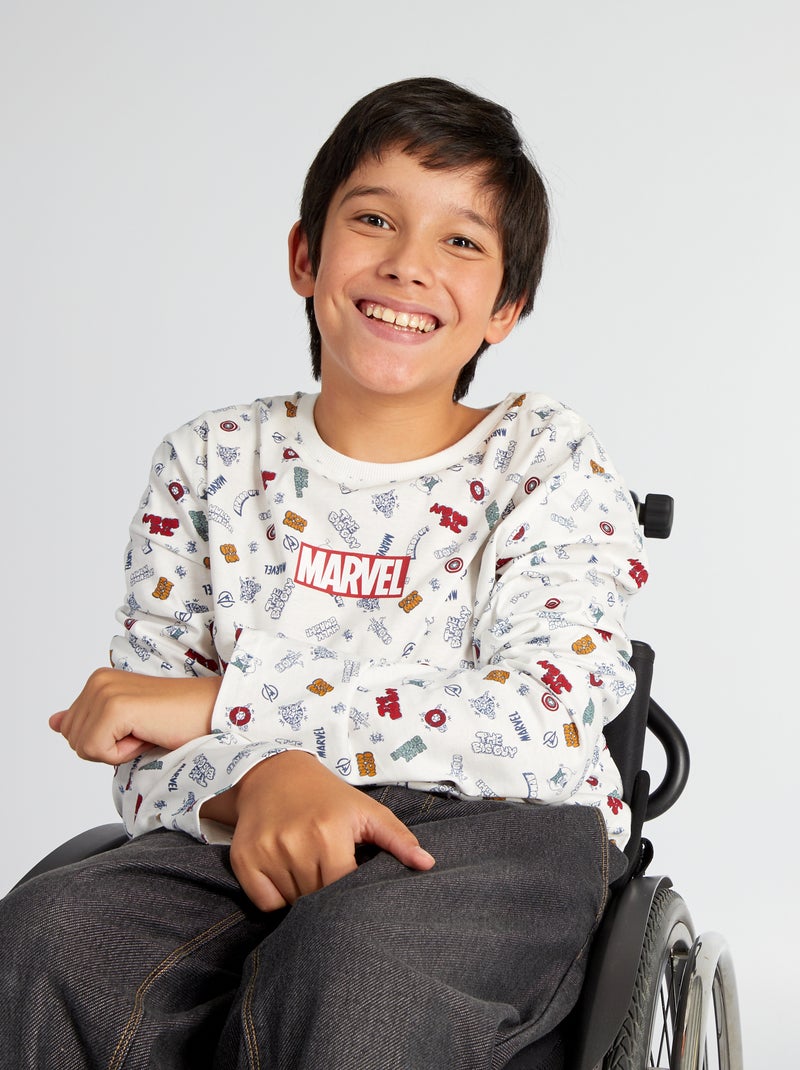 T-shirt manches longues 'Marvel' - So Easy Blanc - Kiabi