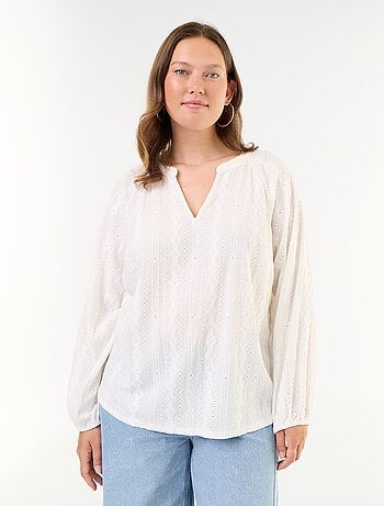 T-shirt manches longues matière ajourée