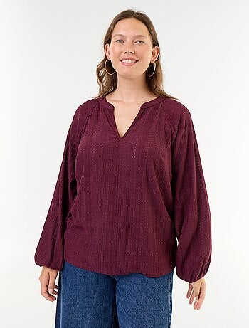 T-shirt manches longues matière ajourée