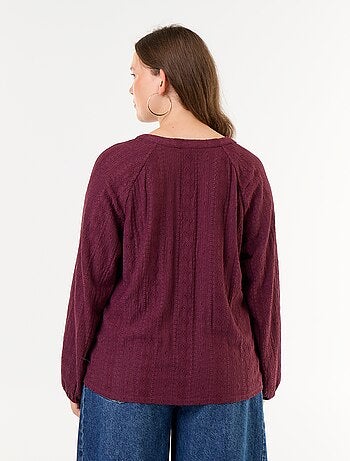 T-shirt manches longues matière ajourée