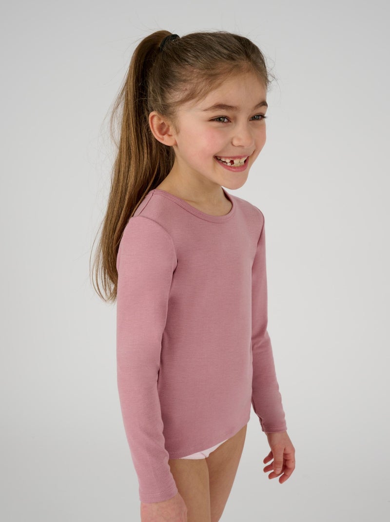 T-shirt Manches Longues Thermolactyl Damart - Maille Ajourée Degré 4 - Taille S (38-40) - Rose - Chaleur Intense