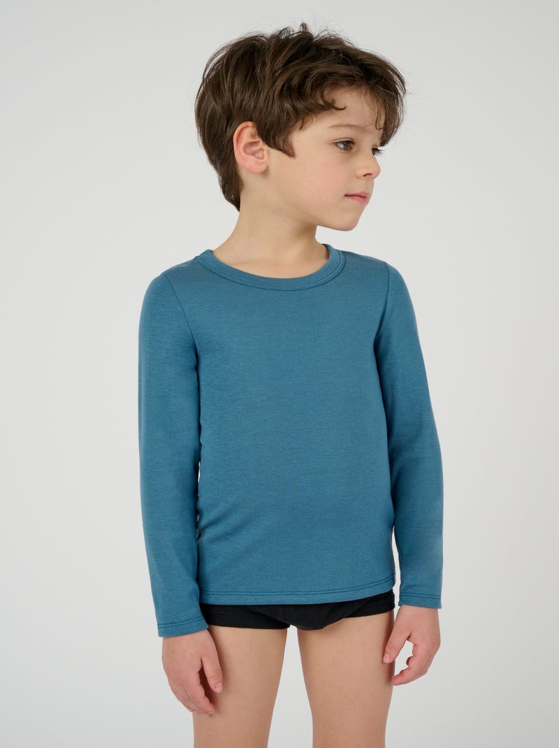 T-shirt manches longues mixte Thermolactyl Sensitive thermique - Damart Bleu canard - Kiabi