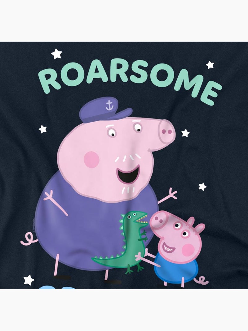 T-shirt manches longues motif papy pig roarsome - peppa pig (george pig, papy pig) Bleu marine - Kiabi