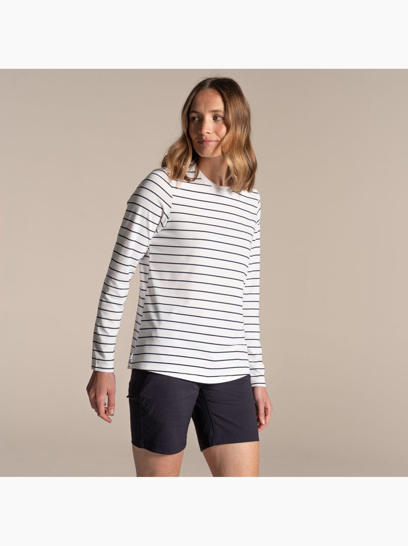 T-shirt manches longues motif/style à rayures akona - craghoppers Blanc - Kiabi