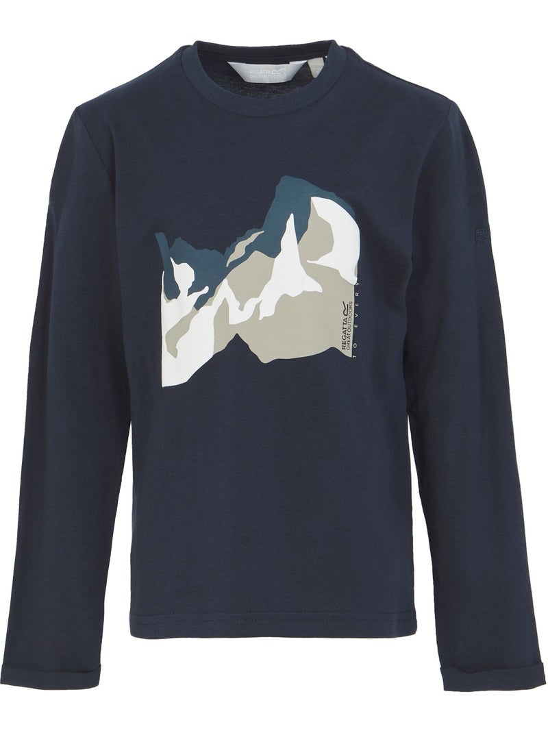 T-shirt manches longues motif/style montagne wenbie - regatta Bleu marine - Kiabi