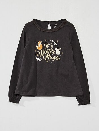 T-Shirt pour Fille Noir 36F245023 