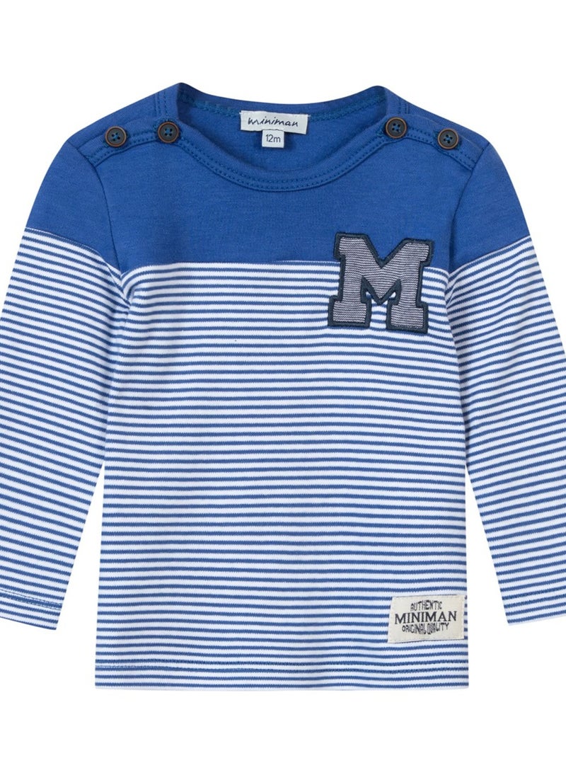 T-shirt Manches Longues Rayé 'miniman' - Bleu marine - - nu