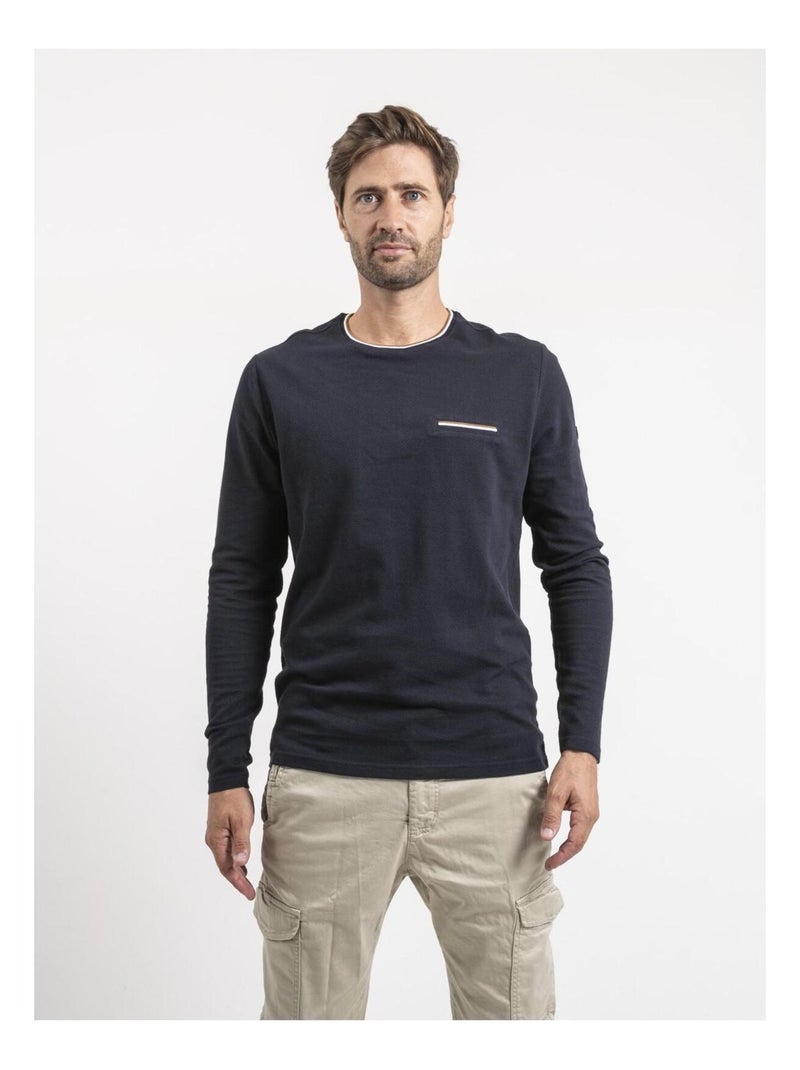 T-shirt manches longues pur coton JINICOLE Bleu marine - Kiabi