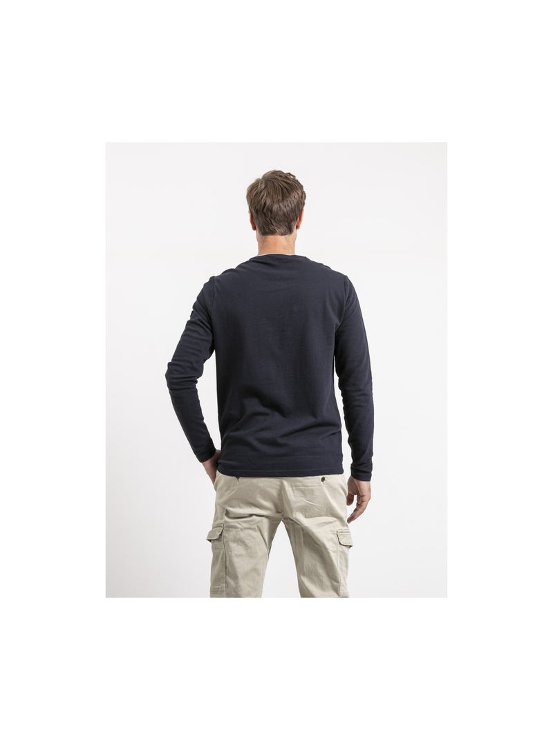T-shirt manches longues pur coton JINICOLE Bleu marine - Kiabi