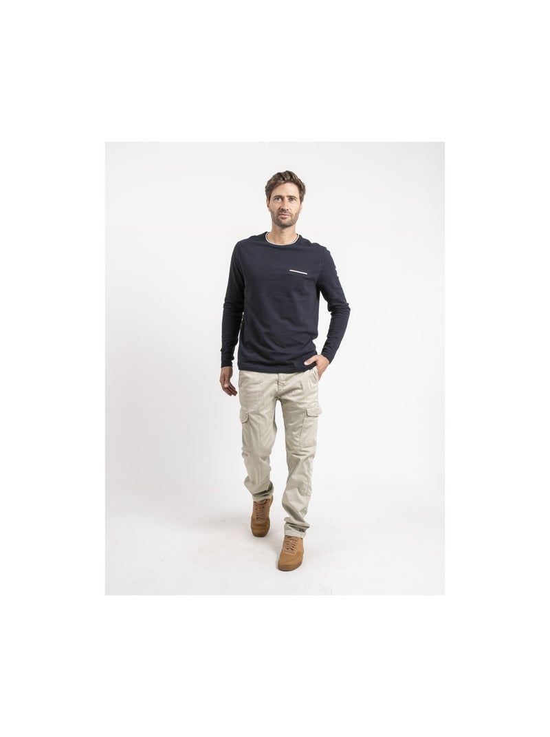 T-shirt manches longues pur coton JINICOLE Bleu marine - Kiabi