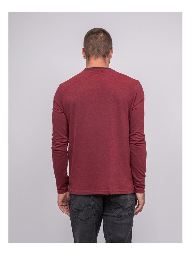 T-shirt manches longues pur coton JUSTONI Bordeaux - Kiabi