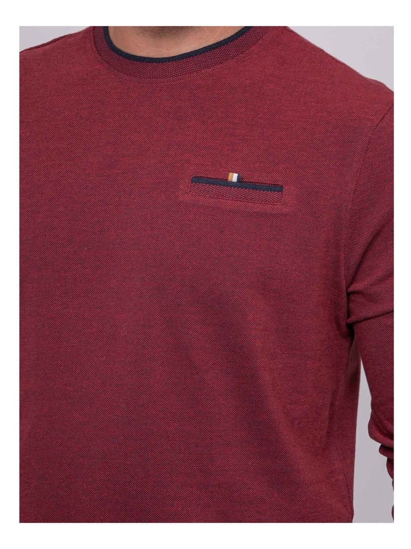 T-shirt manches longues pur coton JUSTONI Bordeaux - Kiabi