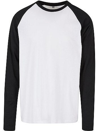 T-shirt manches longues raglan motif/style contrasté - build your brand