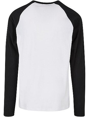 T-shirt manches longues raglan motif/style contrasté - build your brand