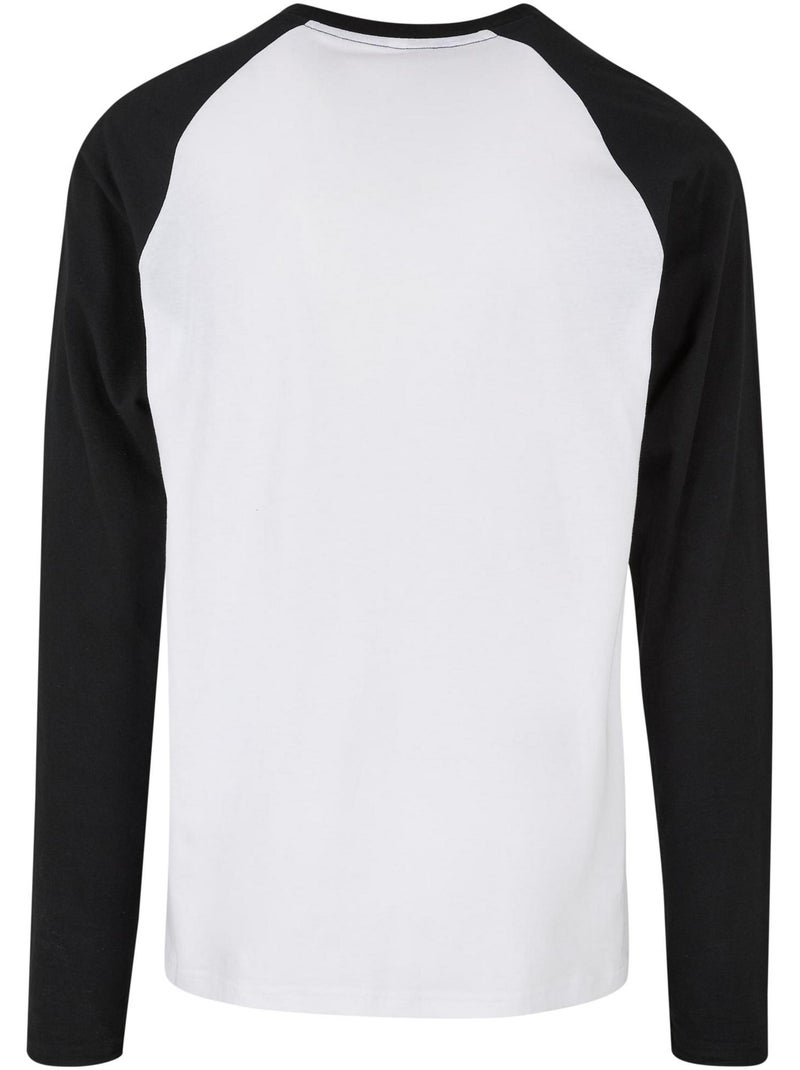 T-shirt manches longues raglan motif/style contrasté - build your brand Blanc Noir - Kiabi