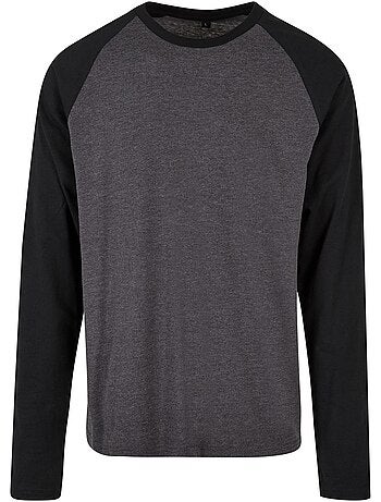 T-shirt manches longues raglan motif/style contrasté - build your brand