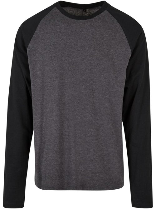 T-shirt manches longues raglan motif/style contrasté - build your brand - Kiabi
