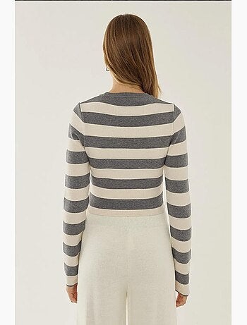 T-shirt manches longues rayé col rond en maille hiccup