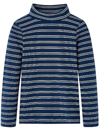 T-shirt manches longues rayé demi-col roulé droit - vidaxl