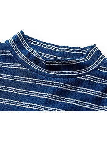 T-shirt manches longues rayé demi-col roulé droit - vidaxl