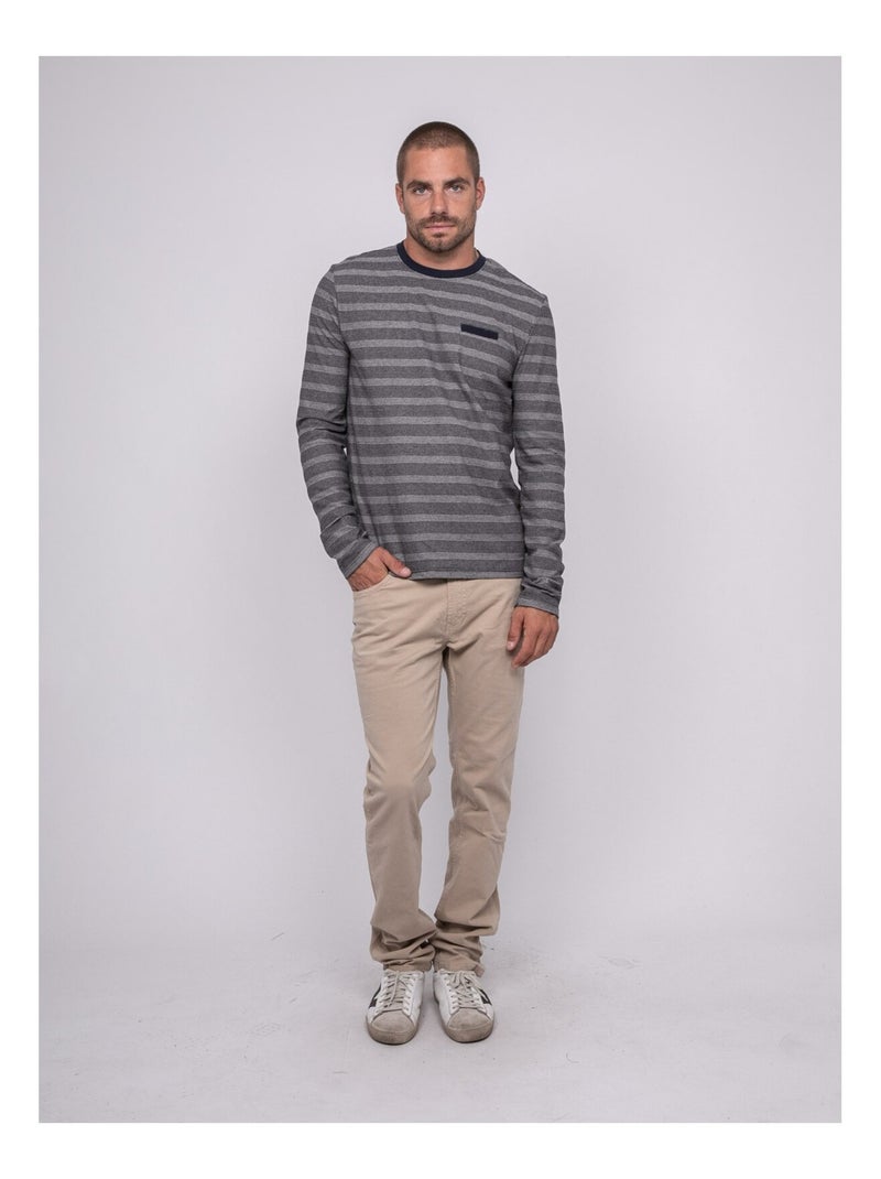 T-shirt manches longues rayé JUNANINE Beige - Kiabi