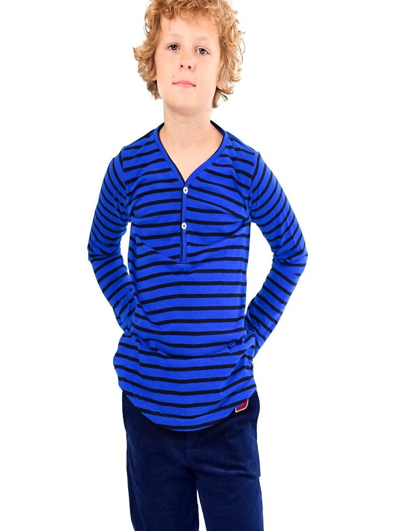 T-shirt manches longues  rayures bleues  ELVIS - 'LA FAUTE A VOLTAIRE' Bleu Bleu marine - Kiabi