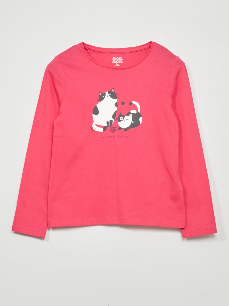 T-shirt manches longues Rose - Kiabi
