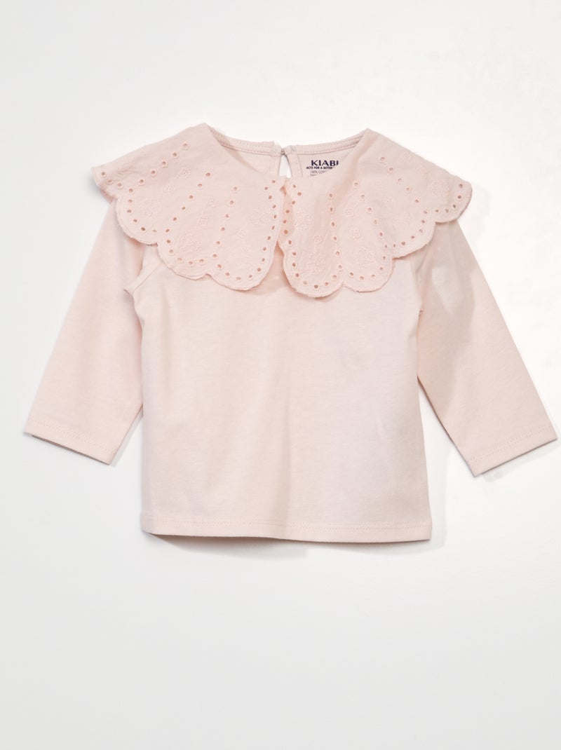 T-shirt manches longues rose - Kiabi